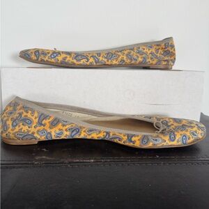 J. Crew Yellow and Blue Paisley Flats